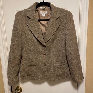 Vintage Talbots Herringbone Tweedy Blazer in Brown